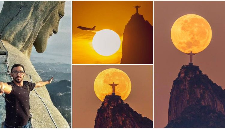 Leonardo Sens captured a Shot of christ the redeemer holding moon viral news