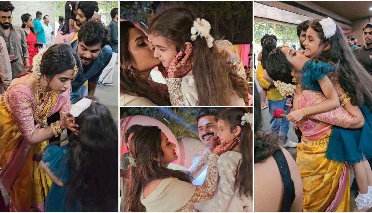 Santhwanam anju Gopika with Devootty on wedding day