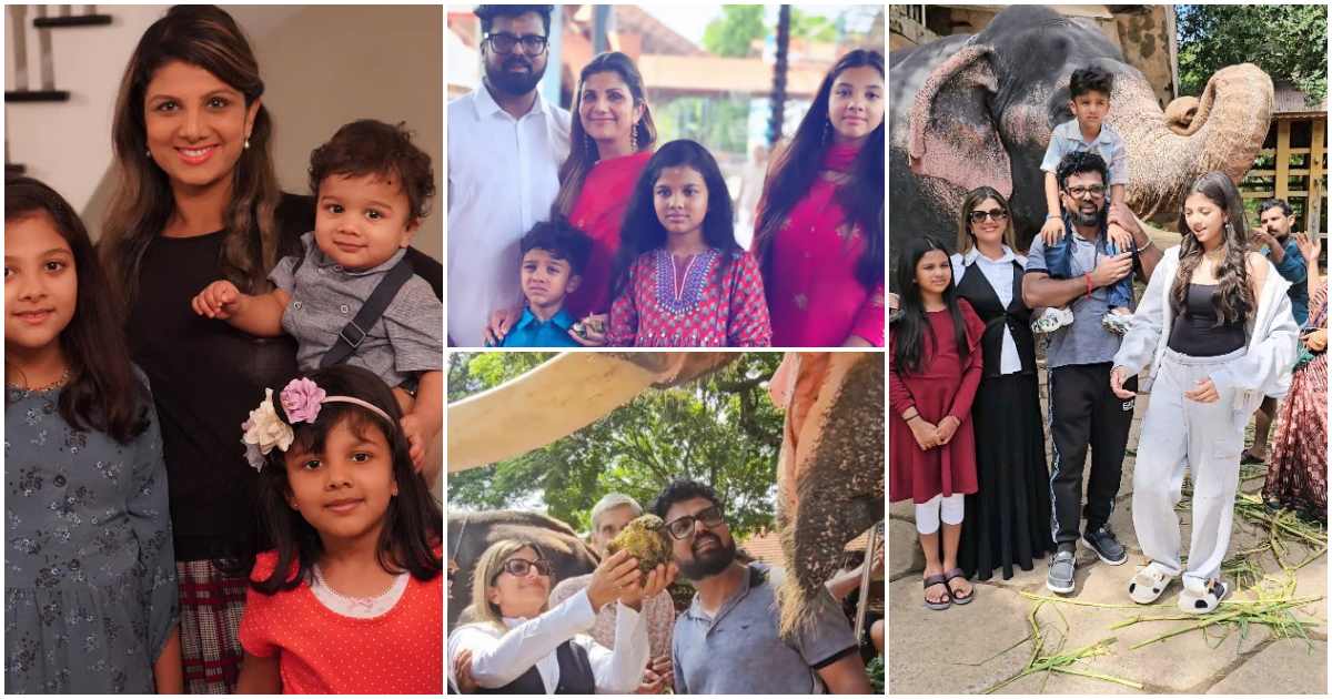 Actress Ramba And family In Guruvayur temple