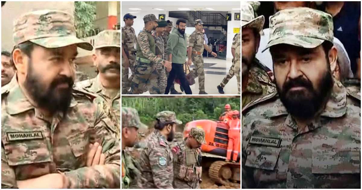 Lieutenant Colonel Mohanlal At Wayanad, Chooralmala landslide Meppadi